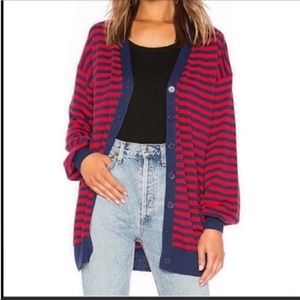 House of Harlow 1960 x Revolve Kate Cardigan in Red and Navy Stripe NWT